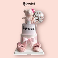 Lil Piggy Girl Baby Diaper Cake Hamper for Newborn, Full Month Party, 100 Days Celebration, Merries Diapers