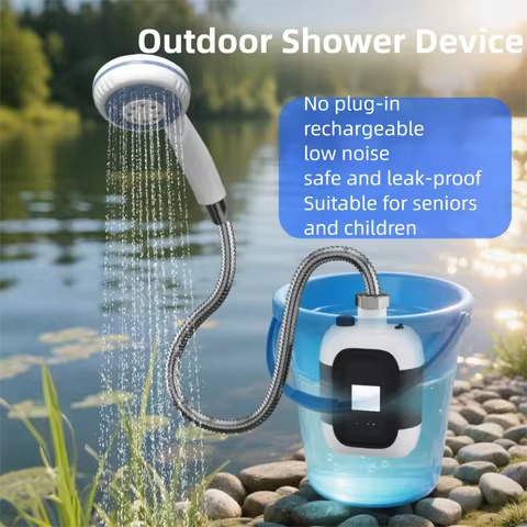 High Power Portable Camping Shower with Camping Light Rechargeable Outdoor Shower Set Shower Pump Li