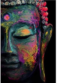 Faicai Art Buddha Wall Art Prints Colorful Buddha Face Canvas painting Red Purple Blue YelloD Printe