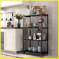 ♞,♘Ensli 3-4-5 Layer Folding Kitchen Supplies Racks Installation-free Steel Shelf Racks With Wheels