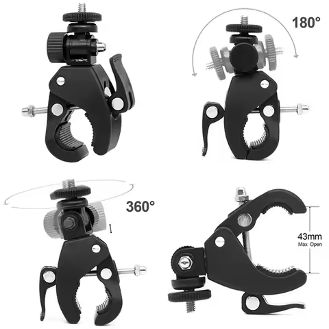 Universal 360 Degree Rotating 1/4 Camera DV Bike Bicycle Handlebar Clamp Bracket Tripod Mount Screw 