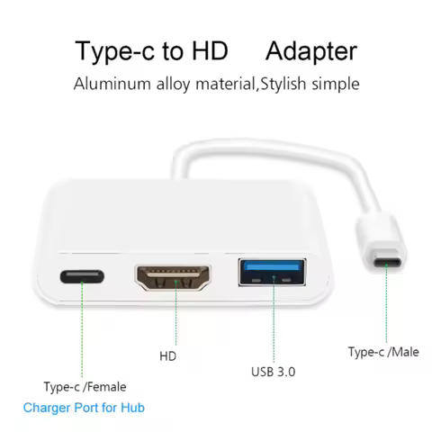 Type C To HDMI-Compatible USB 3.0 Charging Adapter Converter USB-C 3.1 Hub Adapter For Mac Air Pro H
