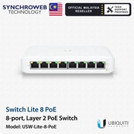 UBNT USW-Lite-8-POE Eight-port, Layer 2 PoE switch supporting silent fanless cooling.