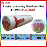 MESIN Hot Laminating Plastic Roll Hombo 32 micron GKTech 28 mic/21mic 33 cm x 150 m Glossy Doff Low 