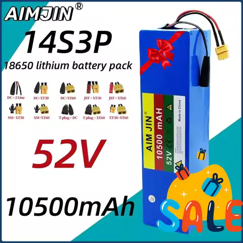 52V 14S3P 10500mAh 1000W rechargeable 18650 Li-ion Battery Pack for various transportation vehicles