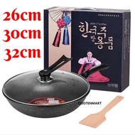 26/30/32cm Korea Maifan Stone Non-stick Cooking Wok Pan with Pot Lid / Free Wooden Spatula