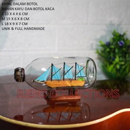RIENS COLLECTIONS. SHIP SOUVENIR DECORATIONS IN A BOTTLE SIZE S 10 CM X 4 CM X 6 CM. JOGJA SOUVENIRS