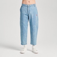 江戶勝 日系 男裝 雷射圖騰錐形牛仔褲(石洗藍) #褲子#牛仔褲