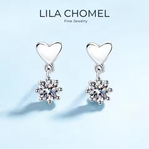 18K Gold Moissanite Jewelry Lover Valentine's Day 18K White Gold Girl Friend Birthday Gift 0.6CT Moi