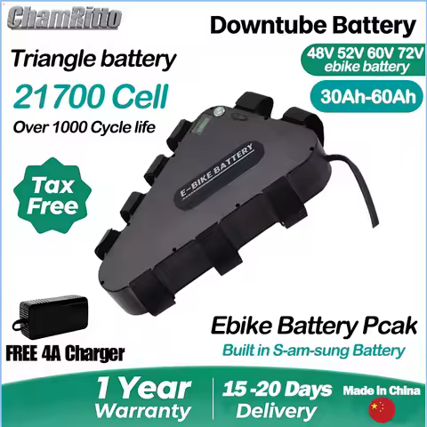 60v72v 3000w Triangle Electric Bicycle battery 36v 48v 52v ebike 30ah 40ah 50ah 60ah chamrider 1000w