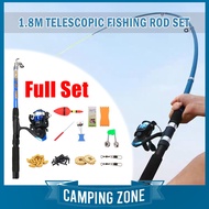CAMPING ZONE DC-200 1.8M TELESCOPIC FISHING ROD SET ULTRALIGHT ROD SPINNING REEL FISHING SUPPLY ACCE