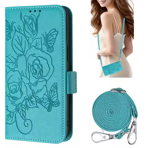 Rose Pattern Crossbody Wallet Case For Sharp Simple Sumaho5 Basio Active3 Aquos Zero6 Sense 9 R9 Wis