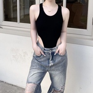 Elizabethgrosir1 Woman Bodysuit Wholesale 74 stretch T-shirt material Sexy Long Black Tank Top With 