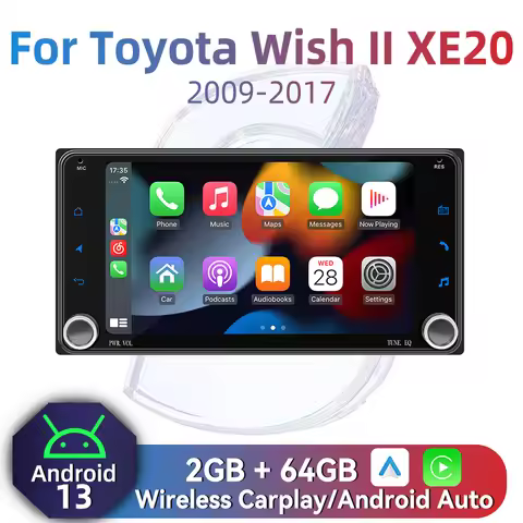 2 Din Android Radio Car Multimedia for Toyota Wish 2 II XE20 2009-2017 7" Screen GPS Wireless Carpla
