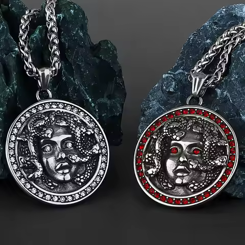 Norse Mythology Medusa Snake Pendant Unisex Retro Punk Snake Medusa 316L Stainless Steel Necklace Pe