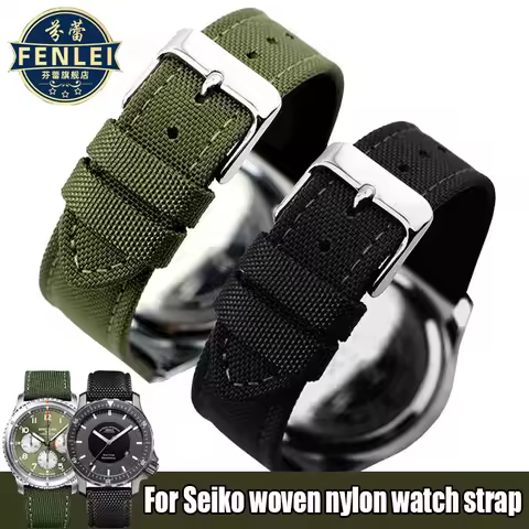 For Seiko No.5 SKX007 SKX009 SRPC31J1 wristband Nylon Canvas Durable Sport Padded Strap Men Leather 