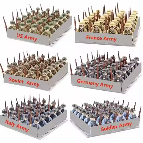 World War II military figures soldiers army building blocks assembly building blocks national army w