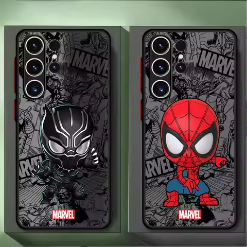Matte Case for Samsung Galaxy Note 10 S20 S23 Note 20 Ultra 10 Plus 8 9 S21 S22 Cute Marvel Black Pa