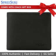 Coach Men Men Wallet In Gift Box Id Bill Sport Calf Black # F67630