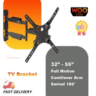 Fully Adjustable Full Motion TV Wall Mount Bracket 32" - 55" inch TV Arm Swivel Wall Mount Bracket Cantilever Arm