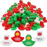 Junkin 300 Pcs Mini Christmas Rubber Ducks 1.57 Inch Small Rubber Ducks in Bulk Christmas Rubber Duc