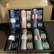 Highly Attractive 304 Stainless Steel Thermos Cup Set with Three Lids, Double-Layered Large Capacity