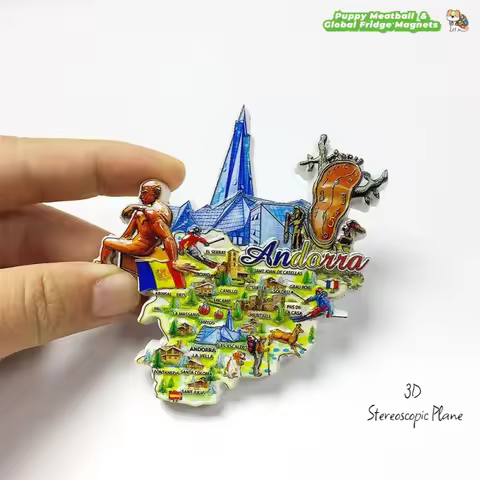 Andorra Map Shape Travel Commemorative Crafts Creative Home Decorations 3D Refridgerator Magnets