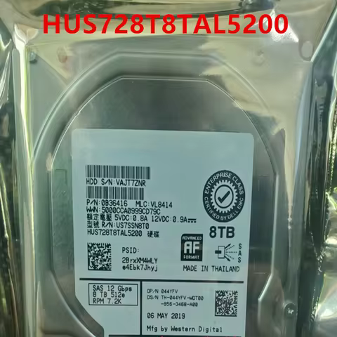 1PCS New Original Hard Disk 8TB SAS 3.5" 256MB 7.2K For Enterprise Class HDD 044YFV 44YFV HUS728T8TA