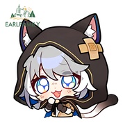 EARLFAMILY HSR Cipher Car Sticker Chibi Occlusion Scratch Racing Drifting Rearview Mirror Windshield