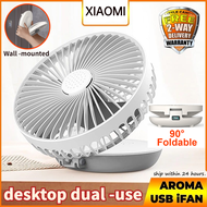 XIAOMI Adjustable Mini Fan Kipas Small Cooling Handy Desk Office Table Battery USB Rechargeable Port