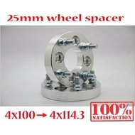 2Pcs Wheel Spacer 25mm 4x100 to 4x114.3 Proton Wira Satria Saga FLX Honda City Civic Jazz Vios Perod