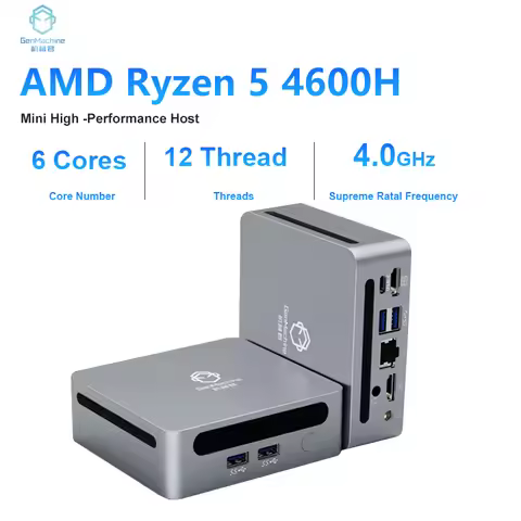 GenMachine AMD Ryzen 5 4600H Windows 11 Ryzen MINI PC DDR4 95W WIFI6 RTL8852, BT5.2 Desktop Gaming C