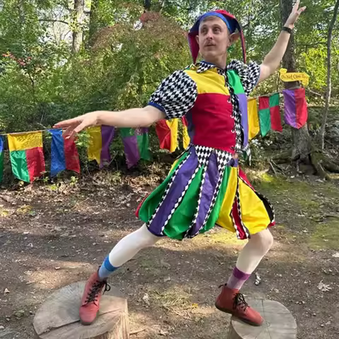 Custom Made Renaissance Jester Costume Adult Mardi Gras Clown Outfit Poker Joker Masquerade Court Sh
