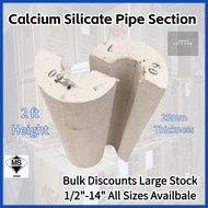 25mmThk 1/2-4" Dia Calcium Silicate 2ft Pipe Sectional Pro Safe Thermal Insulation Material 1box