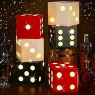 Motipuns 6 Pcs Large Dice Favor Boxes with Light, 6.7 Inch Dice Box Casino Party Decorations, LED Ba