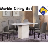 Ebano Marble Dining Set with 6 chairs/ Ebano Meja Makan Marble 6 Kerusi/ Marble Table/ Meja Makan Marble