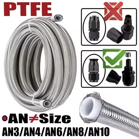 1-6M(3.2-19.6FT) 3AN 4AN 6AN 8AN 10AN E85 PTFE Fuel Hose Oil Gas Cooler Line Engine Pipe Brake Tube 