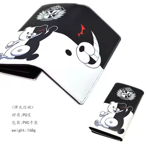 Anime Danganronpa Monokuma Black White Bear Wallet Cosplay Long Wallets Card Coin Holder Clutch Stud
