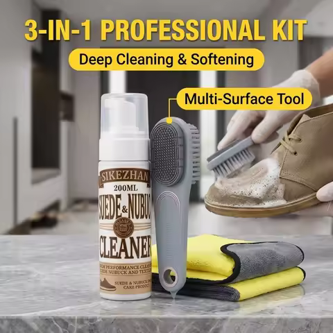 Premium Suede Nubuck Cleaning Kit Waterless Foam Shoe Cleaner Stain Remover Brush Care Set for Leath