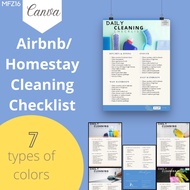 Canva Templates - Daily Cleaning Checklist Printable Templates (A4 size) for Airbnb | Homestay | Ago
