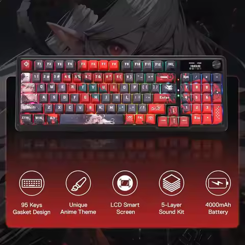 Redragon Wireless Gasket Gaming Keyboard w/Hype Screen & Knob, 95 Keys Mechanical Keyboard, Easy