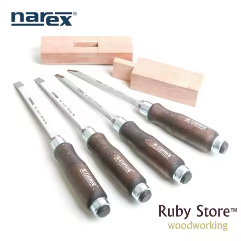 Set of 4pcs Mortise Chisels, Narex Model 8363 00, 4mm, 6mm, 10mm, 12mm, In a Paper Box, Fine Woodwor