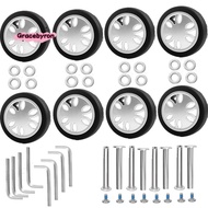 8pcs Luggage Wheels Replacement Kit,Dia 2in/50mm Thick 0.47in/12mm Resistant Rubber Mute Caster Repl