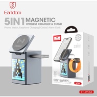 Earldom WC64 5in1 Digital Clock Display 15W Phone 2.5W Watch and 5W Airpods Wireless Charging Stand