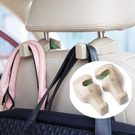 2pcs Car Seat Headrest Hanging Hook Coat Purse Bag Hanger Organizer Holder Beige