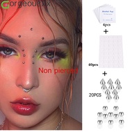 [Gorgeousxx] Stainless Steel Fake Lip Ring Stud Fake Nose Ring Eyebow Ring Dimple Sticker Face Jewel