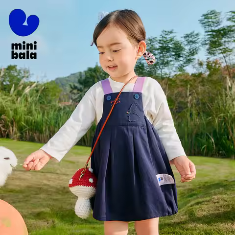 Mini Bala Overall Dress Girls' Baby Pure Cotton Loose Embroidered Sweet Imitation Denim Balloon 2025
