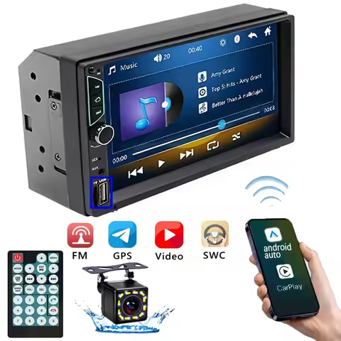 7 inch Double Din Car Stereo with Wireless Apple Carplay,Wireless Android Auto，Car Audio Receiver wi