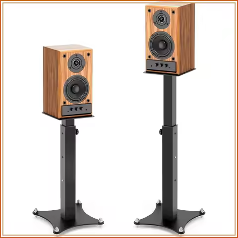 Adjustable Bookshelf Speaker Stands Pair, 20-27.5 Inch Heavy Duty Holds 100lbs Universal with Cable 