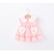 Girl's dress Sleeveless Plaid rabbit ears Korean style summer girls' fashion D1351